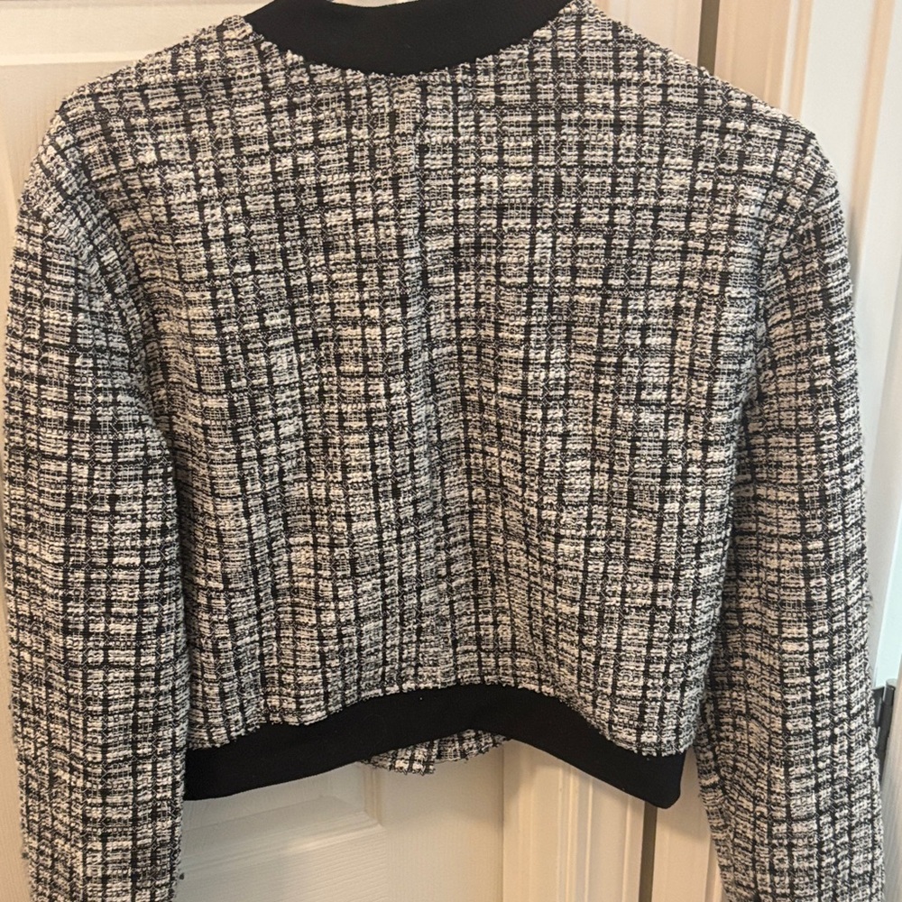Madden NYC Black and White Checkered Bomber Jacket - Picture 8 of 11
